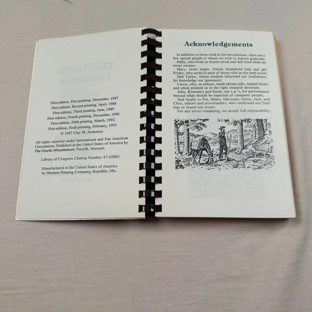 The Ozarks Collection Cookbook Billy Joe Tatum Ann Taylor Packer 1993 Spiral